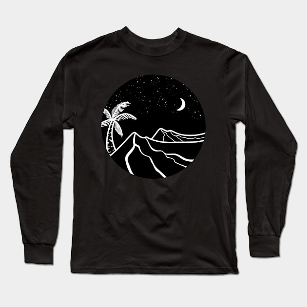 Mountain Night Sky Long Sleeve T-Shirt by Introvert Home 